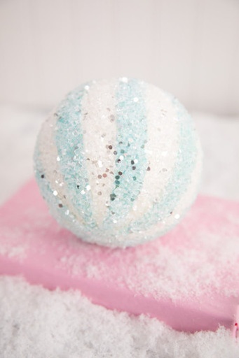 [MTX68998] ICED CANDY STRIPE BALL ORNAMENT BLUE/WHITE