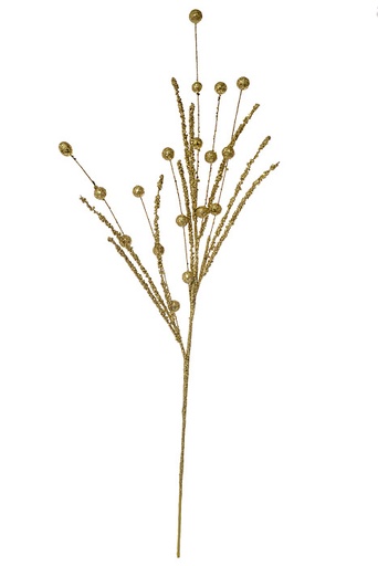 [MTX68968] 35 GLITTER/SEQUINS BEAD STEM/BALL SPRAY GOLD