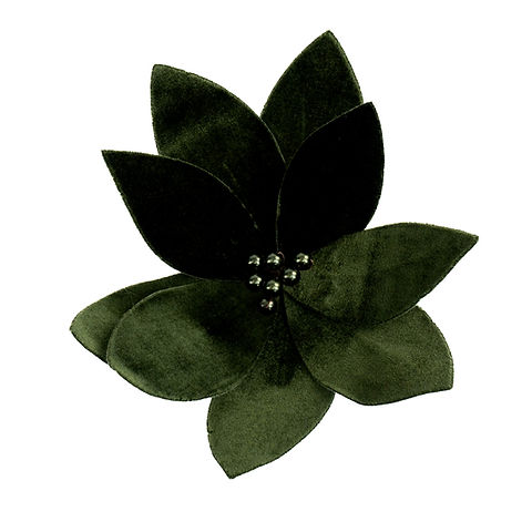 [743903103231] 24"DELUXE VELVET EMERALD POINSETTIA STEM