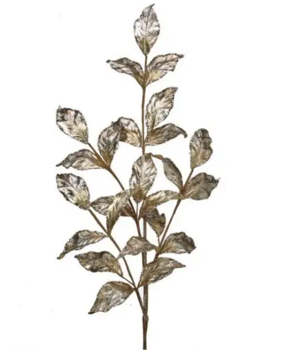 [MTX68894] TWOTONE METALLIC SEQUIN EDGE LEAF SPRAY CHAMP/PLAT
