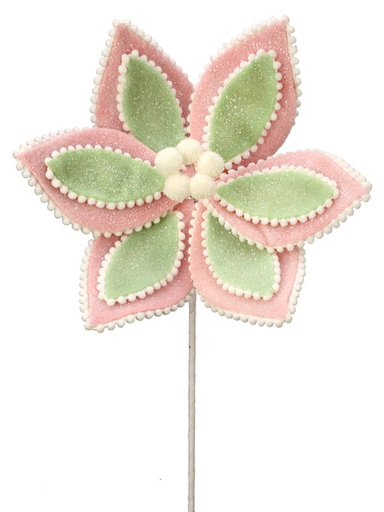 [MTX68863] FROSTED LAYERED CAKE POINSETTIA STEM PINK/GREEN