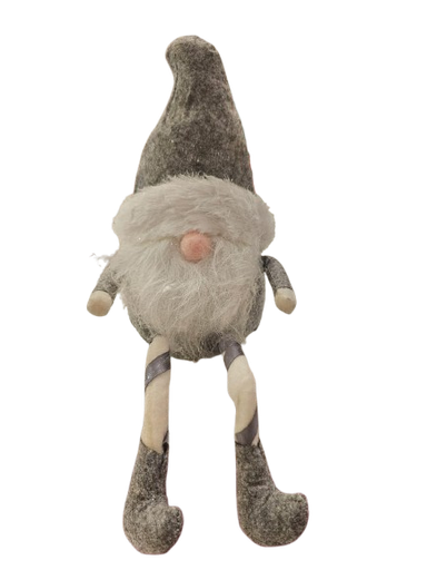 [MTX68791] TERRI SITTING SANTA GNOME W/STRIPE LEGS GREYWHITE