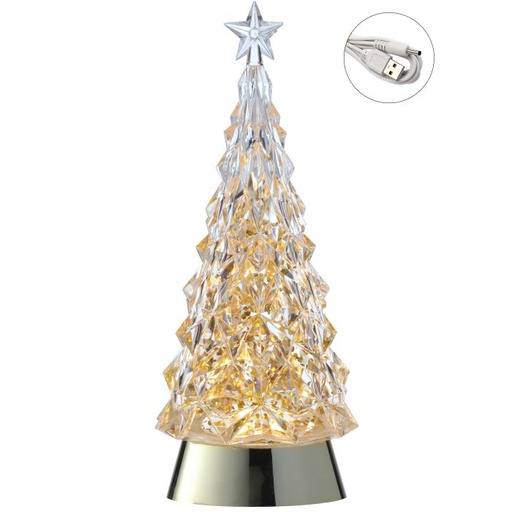 [MTX68696] 11"LED/BTY/TMR/USB CRYSTAL TREE GLOBE