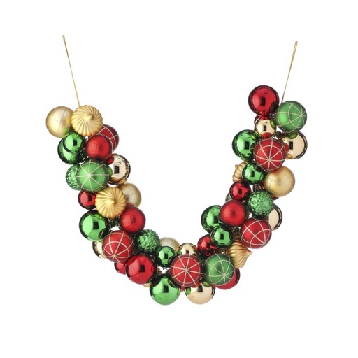 [MTX68660-MIX] 36" MIXED BALL/ONION PLAID VP BALL GARLAND RDGG