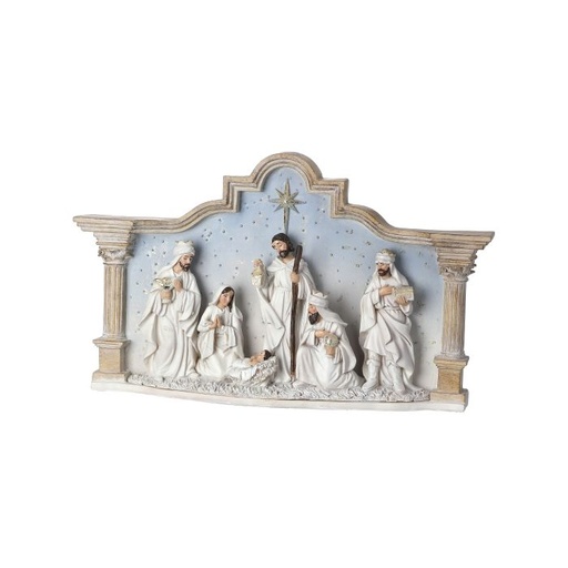 [MTX68430] 15"RESIN NATIVITY W/SKY IN COLUMN CRESH