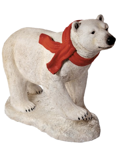 [MTX66551] 36" MGO OUTDOOR WALKING POLAR BEAR W/SCARF - RED
