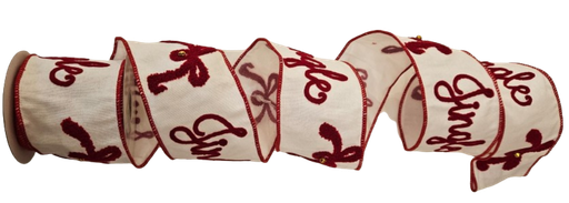[MTX68103] 4" X 5Y EMBROID "JINGLE" W/BOW RIBBON