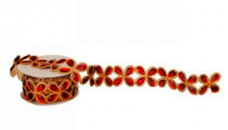 [MTX68090] 2.5" X 5Y JEWEL FLORET TRIM RIBBON