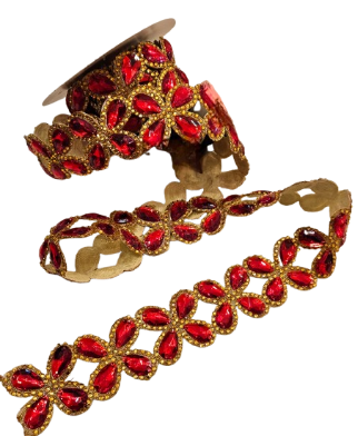 [MTX68090] 2.5" X 5Y JEWEL FLORET TRIM RIBBON