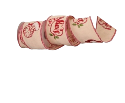 [MTX68087] 4" X 5Y EMBROID SANTA FACE/BELIEVE RIBBON