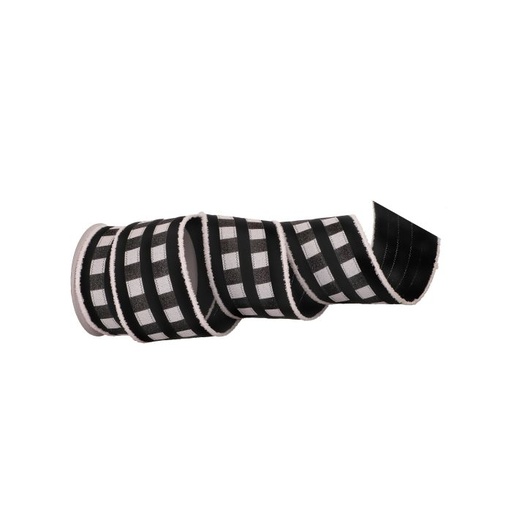 [MTX67892] 4"X10Y FUR EDGE CHECK STRIPE VELVET RIBBON