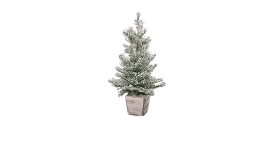 [MTX67277] 26" FROSTED PE CEDAR TREE IN MDF WOOD PLANTER