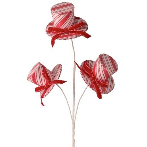 [MTX67149] FROSTY PEPPERMINT HAT W/BOW X3 SPRAY