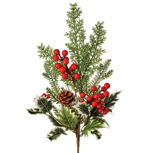 [MTX66992] BERRY/VARIGATED HOLLY/SPRUCE SPRAY GREEN/RED