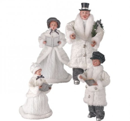 [MTX38666] 13-16" FABRIC/RESIN WINTER CAROLERS SET/4