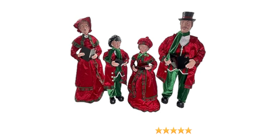 [743903023751] 24-36"FABRIC/RESIN TRADITIONAL CAROLERS SET/4