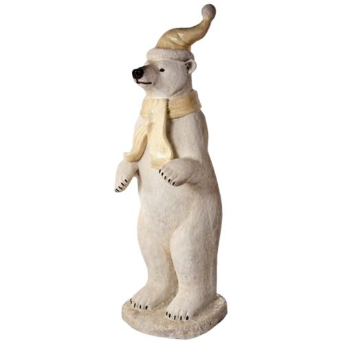 [MTX66552] 45"MGO OUTDOOR STANDING POLAR BEAR W/SCARF