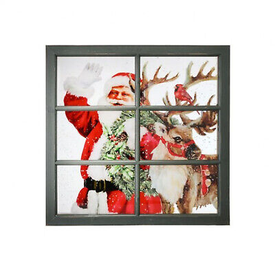 [MTX66454] 26"X26" ACRYLIC SANTA & REINDEER WINDOW
