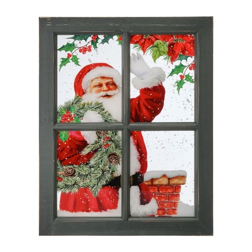 [MTX66447] 16"X19" ACRYLIC  SANTA BY CHIMNEY WINDOW