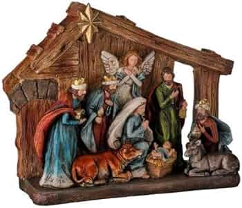 [MTX66317] 11.5" RESIN ANTIQUE NATIVITY IN STABLE