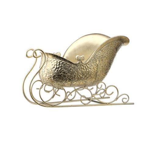 [MTX66193] 14" RESIN FANCY FLORAL SLEIGH W/METAL RUNNERS