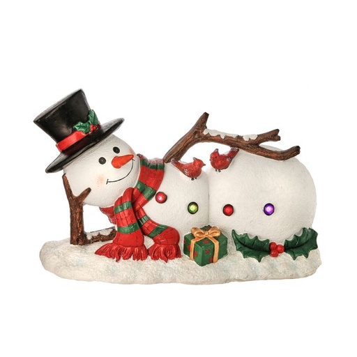 [MTX64264] 32" MGO OUTDOOR LED BTY/TMR LAYING SNOWMAN