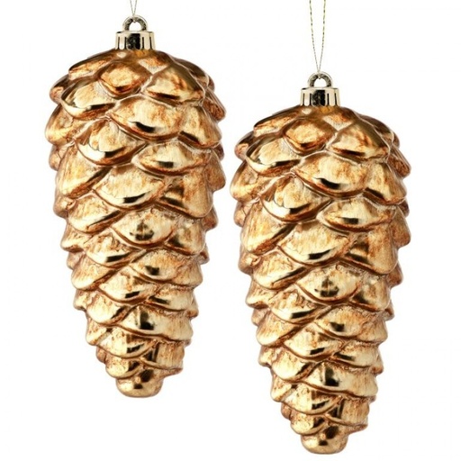 [MTX63770] 10" VP METALLIC PINE CONE ORNAMENT 2/BX ANTIQUE GOLD