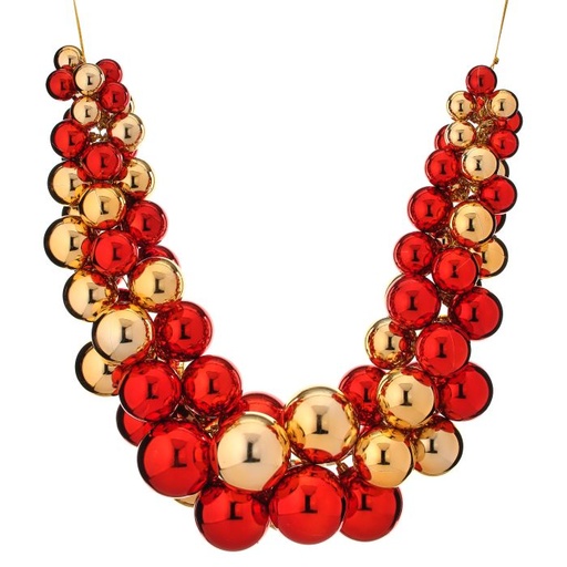 [MTX63747-DR] 52" VP MIXED BALL SWAG GARLAND RDGD
