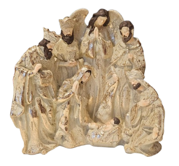 [MTX63977] RESIN CHAMPAGNE GOLD SCENE NATIVITY