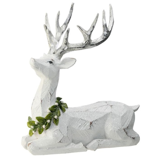 [MTX63447] 12´´RSN FROSTED LAYING MISTLETOE DEER
