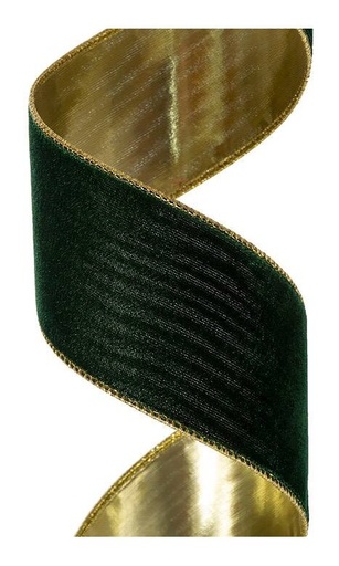 [743902936045] 2.5"X10Y DELUXE VELVET GOLD BACK RIBBON"
