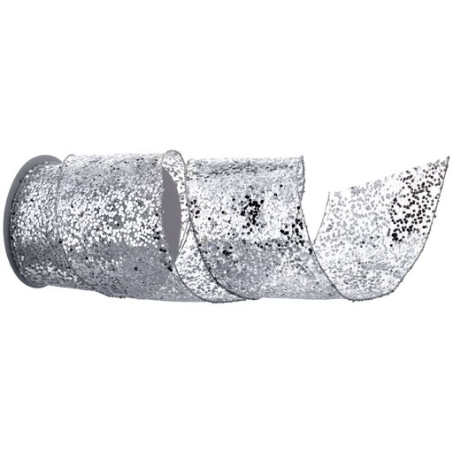 [MTX60152] 4´´X 10Y METALLIC SEQUINS RIBBON SILVER