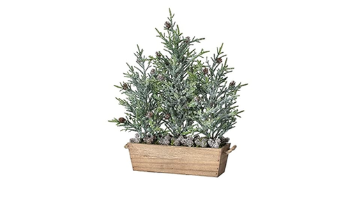 [743902917563] 20"FROST MINI FIR W/CNS TRPL TREE IN PLANTER"