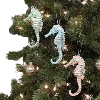 [MTX59552] 6" PEARL/BEADED SEAHORSE ORNAMENT 3 CLRS AST"