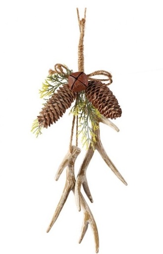 [MTX62085] 12´´HANGING HORN/CONE CEDAR ORNAMENT