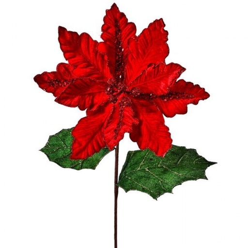 [MTX62738] 28.5" DELUXE RED VELVET POINSETTIA STEM 