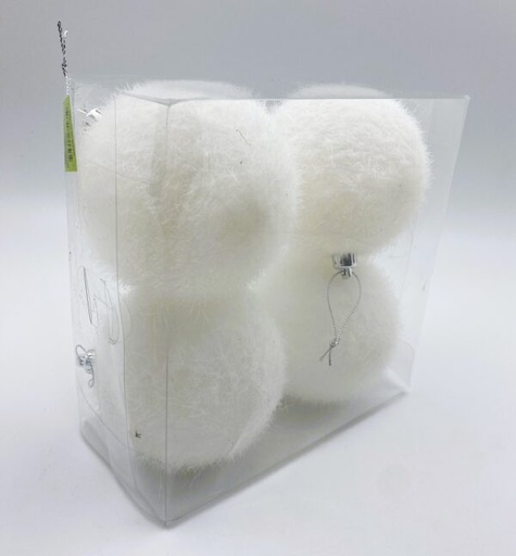 [MTX73230-BLANCO] 100MM SPARKLE SNOW BALL ORN 4PC AC/BOX