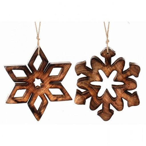 [MTX57429] 8´´CUTOUT WOOD SNOWFLAKE ORNAMENT AST2 