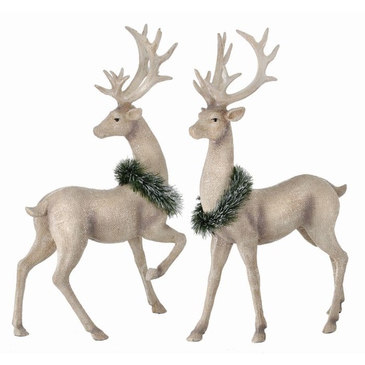 [MTX55481] 18´´RSN BURLAP FINISH FRSTD DEER W/WREATH AS2