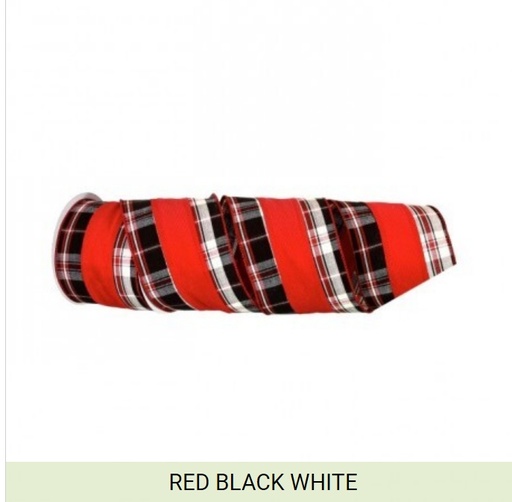 [MTX64951] 4"X10Y CHECK EDGE STRIPE WIRED RIBBON 