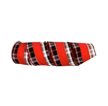 [MTX64951] 4"X10Y CHECK EDGE STRIPE WIRED RIBBON 