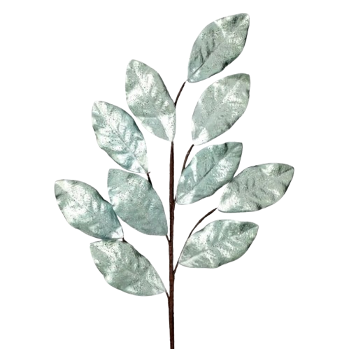 [MTX64438] 30" GLITTER METALLIC MAGNOLIA LEAF SPRAY - AQUA