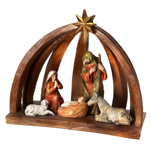 [MTX53201] 15´´RESIN NATIVITY IN ARCH CRESH W/STAR
