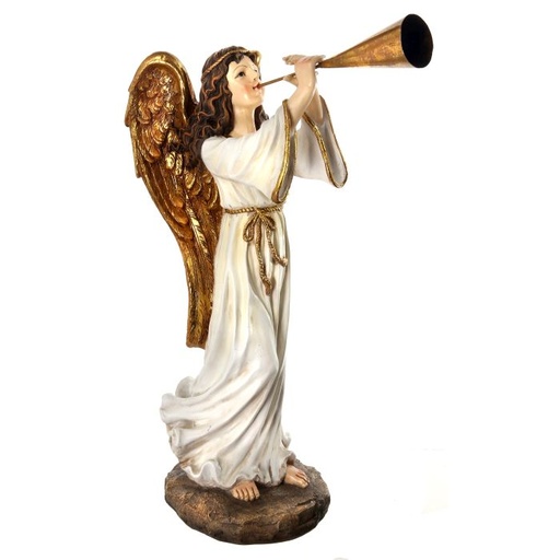 [MTX53654] 37" RESIN OUTDOOR ANGEL W TRUMPET 
