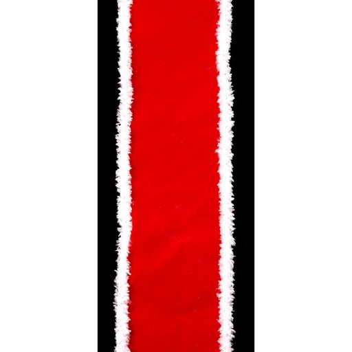 [MTX46814] VELVET FUZZY EDGE RIBBON 4´´X 10YD RED AND WHITE