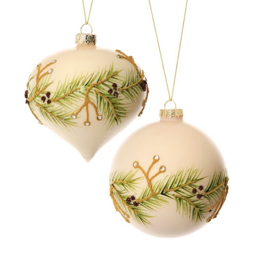 [MTX64172] 4´´GLASS GLITR BOUGH BALL/FINIAL ORNAMENT INDIVIDUAL