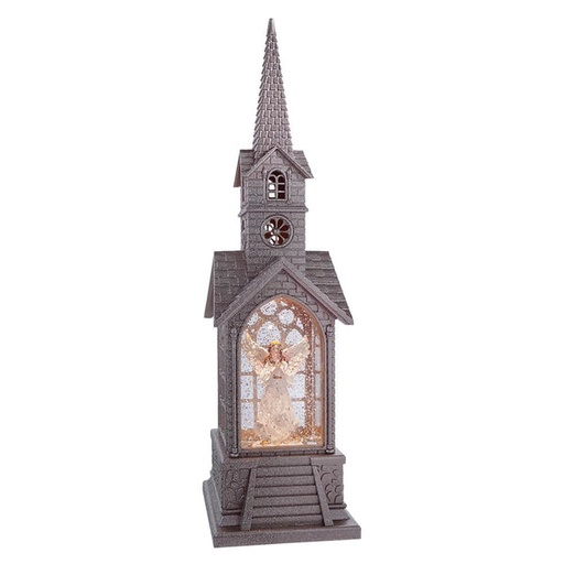 [MTX65590] 16" LED/BTY/TMR ANGEL CHURCH WATER GLOBE USB
