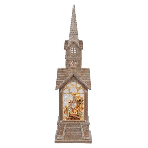 [MTX65589] 16" LED/BTY/TMR NATIVITY CHURCH WTR GLOBE USB