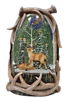 [137199] 8.7"H LIGHTED SWIRL DEER SCENE W/