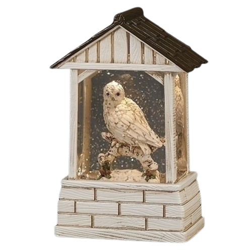 [137194] 10"H LIGHTED SWIRL LOG, OWL 